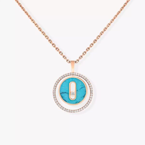 18K YELLOW GOLD TURQUOISE AND DIAMOND SMALL NECKLACE