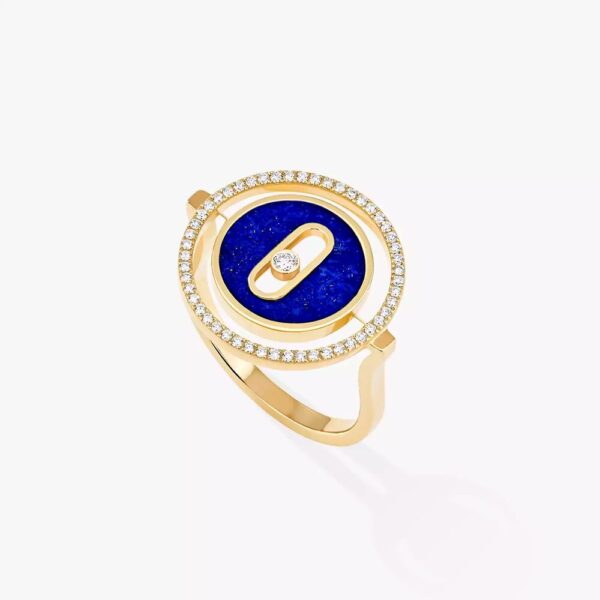 18K YELLOW GOLD LAPIS LAZULI AND DIAMOND RING