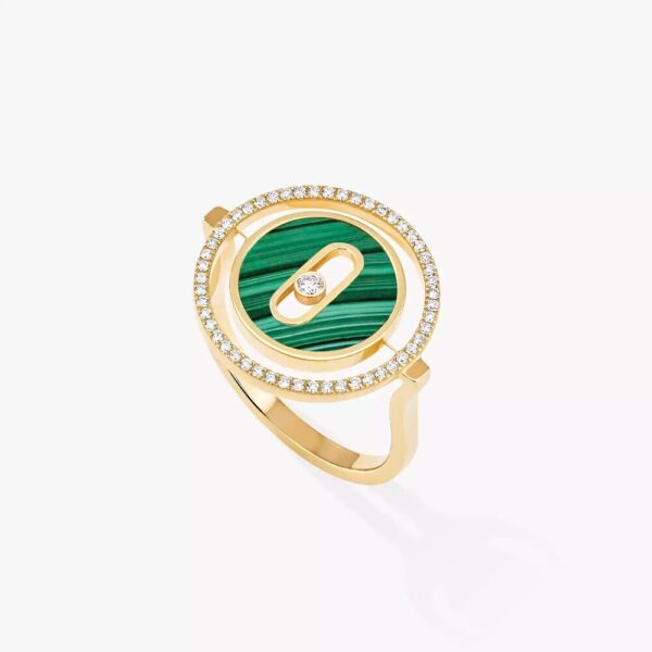 18K YELLOW GOLD MALACHITE AND DIAMOND RING
