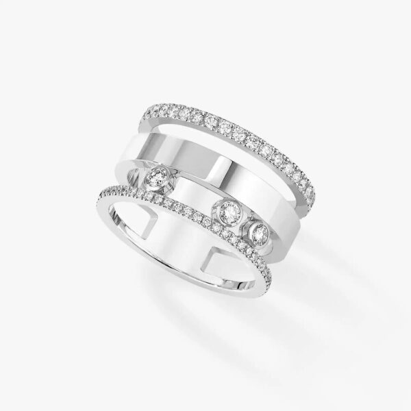 18K WHITE GOLD DIAMOND LARGE RING