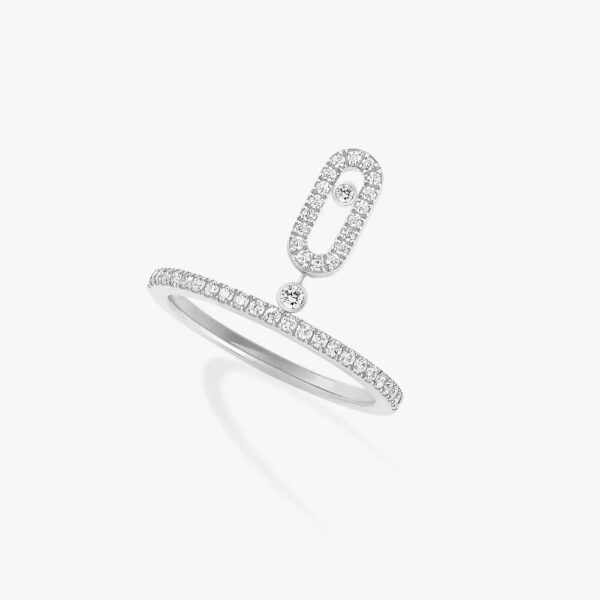 18K WHITE GOLD PAVE DIAMOND DROP RING