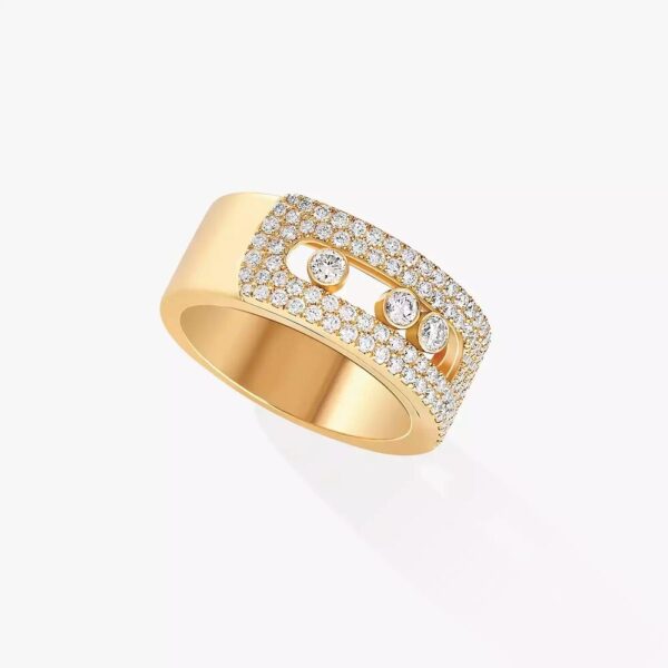 18K YELLOW GOLD PAVE DIAMOND MEDIUM RING