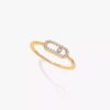 18K YELLOW GOLD HALF PAVE DIAMOND RING