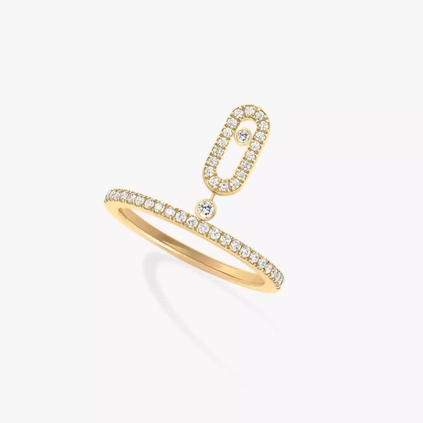 18K YELLOW GOLD PAVE DIAMOND DROP RING