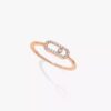 18K ROSE GOLD HALF PAVE DIAMOND RING