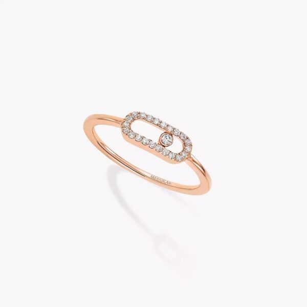 18K ROSE GOLD HALF PAVE DIAMOND RING