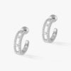 18K WHITE GOLD PAVE DIAMOND HOOP EARRING