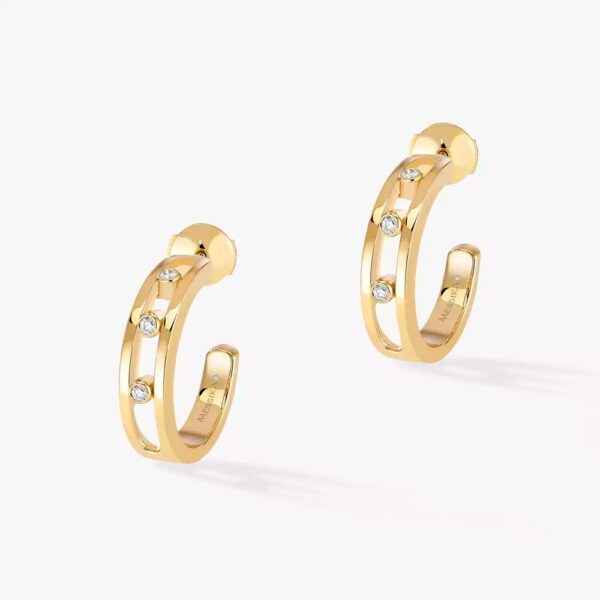 18K YELLOW GOLD DIAMOND HOOP EARRING