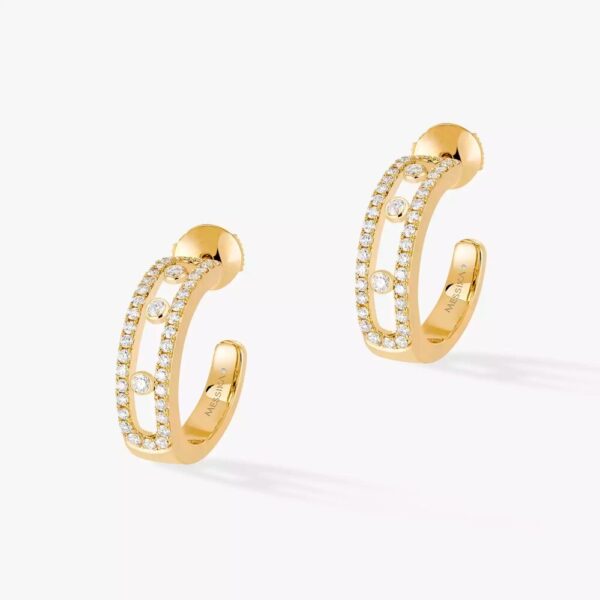 18K YELLOW GOLD PAVE DIAMOND HOOP EARRING