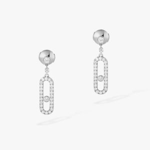 18K WHITE GOLD PAVE DIAMOND DROP EARRING