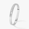 18K WHITE GOLD HALF PAVE DIAMOND THICK BANGLE