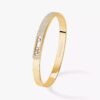 18K YELLOW GOLD HALF PAVE DIAMOND THICK BANGLE