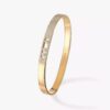 18K YELLOW GOLD HALF PAVE DIAMOND THIN BANGLE