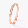 18K ROSE GOLD HALF PAVE DIAMOND THICK BANGLE