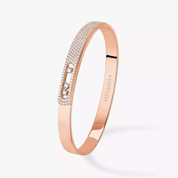 18K ROSE GOLD HALF PAVE DIAMOND THICK BRACELET