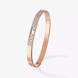 18K ROSE GOLD HALF PAVE DIAMOND THIN BRACELET