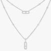 18K WHITE GOLD DIAMOND 2 LAYER NECKLACE