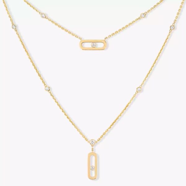 18K YELLOW GOLD DIAMOND 2 LAYER NECKLACE