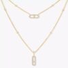 18K YELLOW GOLD PAVE DIAMOND 2 LAYER NECKLACE