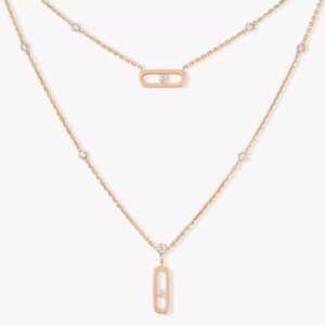 collier-diamant-or-rose-move-uno-2-rangs-08852-bis_1 18K ROSE GOLD DIAMOND 2 LAYER NECKLACE