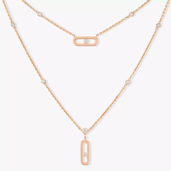 18K ROSE GOLD DIAMOND 2 LAYER NECKLACE