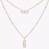 18K ROSE GOLD PAVE DIAMOND 2 LAYER NECKLACE