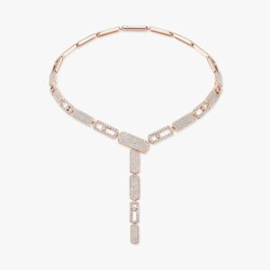 18K ROSE GOLD PAVE DIAMOND LARGE TIE NECKLACE