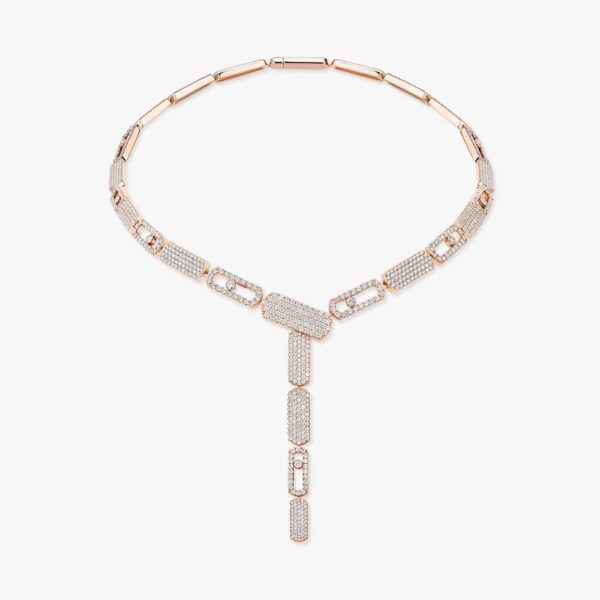 18K ROSE GOLD PAVE DIAMOND LARGE TIE NECKLACE