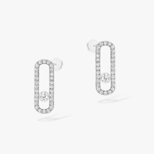 18K WHITE GOLD PAVE DIAMOND MEDIUM EARRING