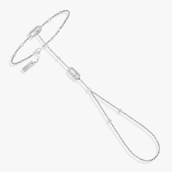 18K WHITE GOLD PAVE DIAMOND HAND BRACELET