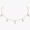 18K YELLOW GOLD PAVE DIAMOND 5 MOTIF NECKLACE