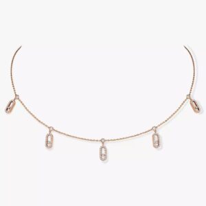messika-collier-chocker-move-uno-pampille-or-rose 18K ROSE GOLD PAVE DIAMOND 5 MOTIF NECKLACE