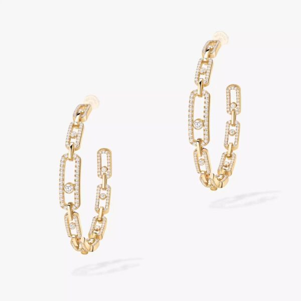 18K YELLOW GOLD PAVE DIAMOND MEDIUM HOOP EARRING