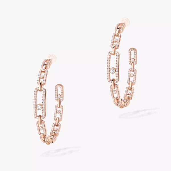 18K ROSE GOLD PAVE DIAMOND MEDIUM HOOP EARRING