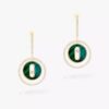 18K YELLOW GOLD MALACHITE AND DIAMOND HANGING EARRING