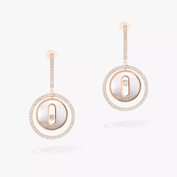 18K ROSE GOLD MOTHER OF PEARL AND DIAMOND HANGING EARRING