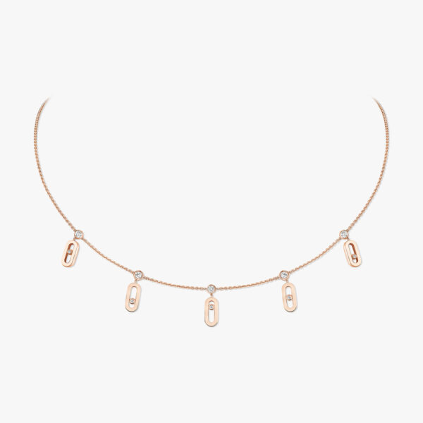 18K ROSE GOLD DIAMOND 5 MOTIF NECKLACE