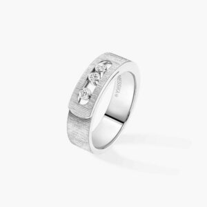 18K WHITE GOLD DIAMOND CISELE RING