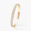 18K YELLOW GOLD PAVE DIAMOND THIN BANGLE
