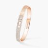 18K ROSE GOLD HALF PAVE DIAMOND CISELE BANGLE