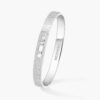 18K WHITE GOLD HALF PAVE DIAMOND CISELE BANGLE