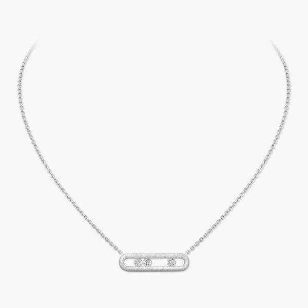 18K WHITE GOLD DIAMOND CISELE NECKLACE
