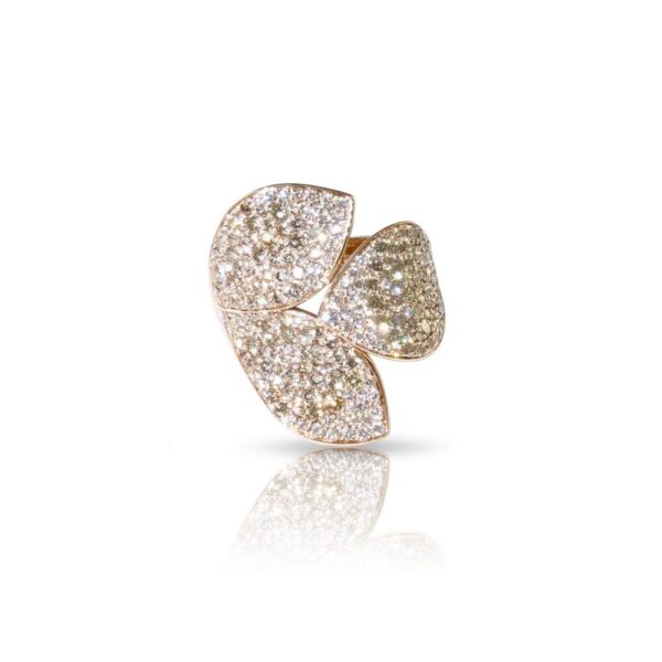 18K ROSE GOLD DIAMOND 3 LEAVES RING