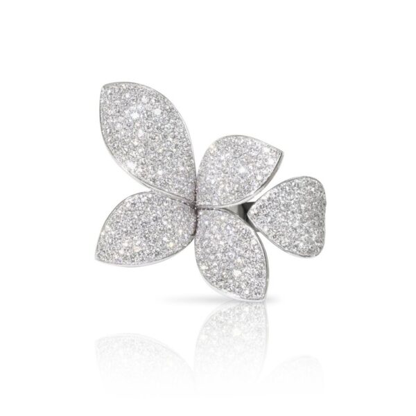 18K WHITE GOLD DIAMOND 5 LEAVES MEDIUM FLOWER RING