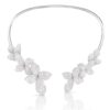 18K WHITE GOLD DIAMOND MULTI FLOWER CHOKER NECKLACE