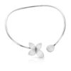18K WHITE GOLD DIAMOND SINGLE FLOWER CHOKER NECKLACE