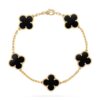 18K YELLOW GOLD 5 MOTIF ONYX BRACELET