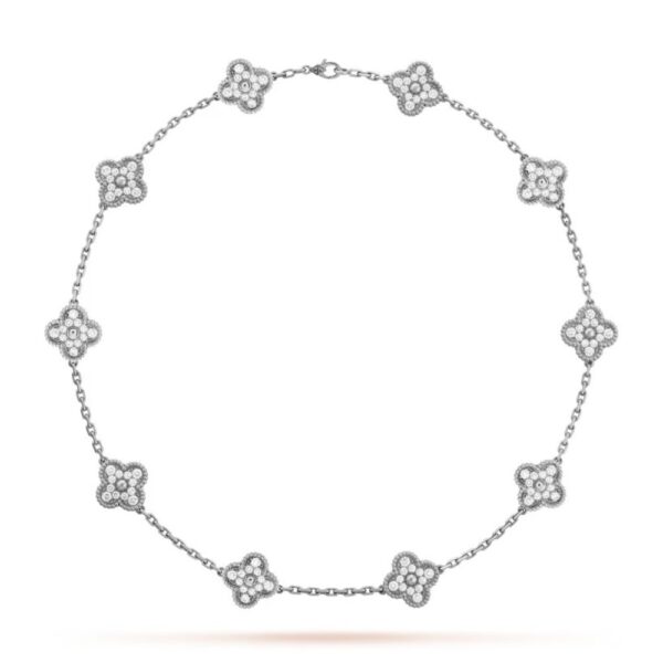 18K WHITE GOLD 10 MOTIF DIAMOND NECKLACE