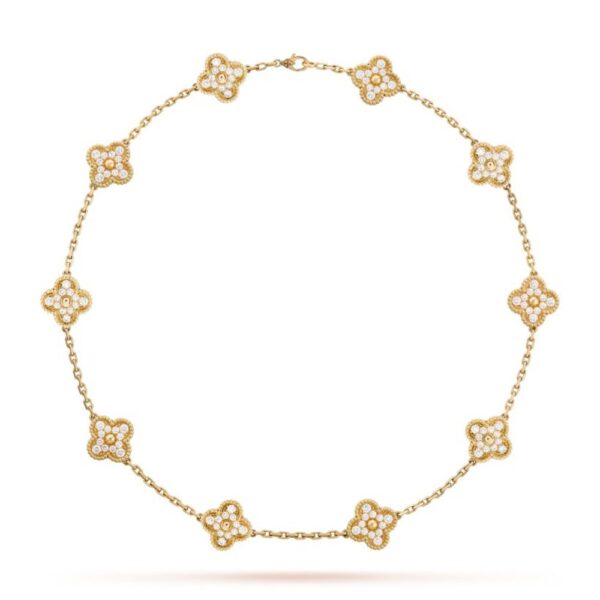 18K YELLOW GOLD 10 MOTIF DIAMOND NECKLACE