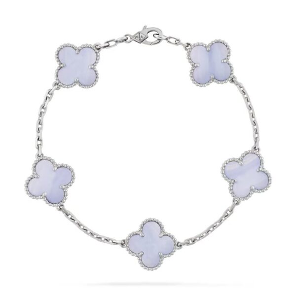 18K WHITE GOLD 5 MOTIF CHALCEDONY BRACELET